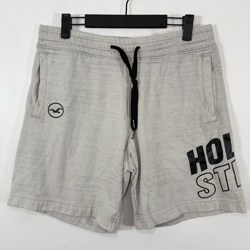 Hollister Sweat Shorts Mens Size Medium Heathered Gray 32x8 Drawstring Pockets